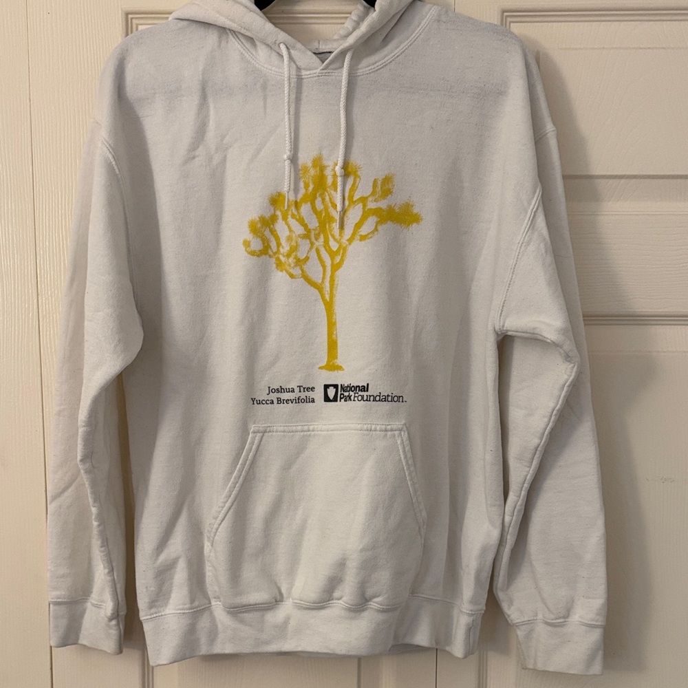 National Geographic White Hoodie with Yellow Tree Design